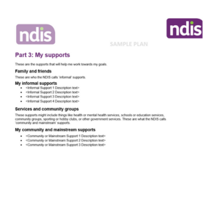 NDIS Plan support categories for funding